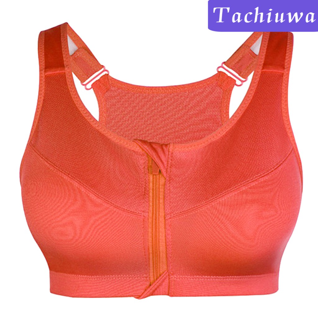 Women's Zip Front Closure Sports Bra Racerback Yoga Bras With