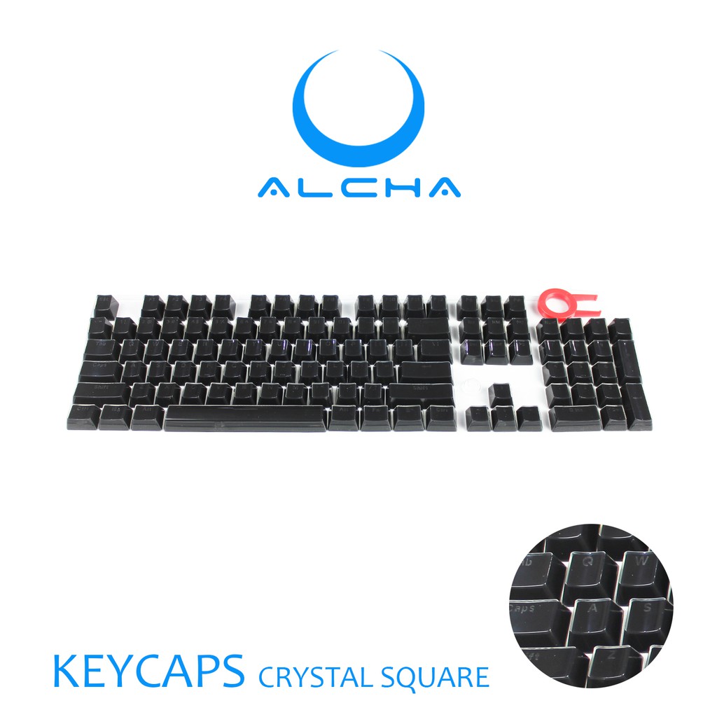 HITAM Alcha KEYCAPS CRYSTAL SQUARE BACKLIT OEM PROFILE BLACK/BLACK ...