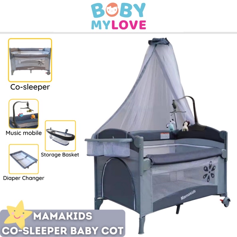 Mamakids Cosleeper Baby Cot Multifunctional Double Layer Kids Playpen
