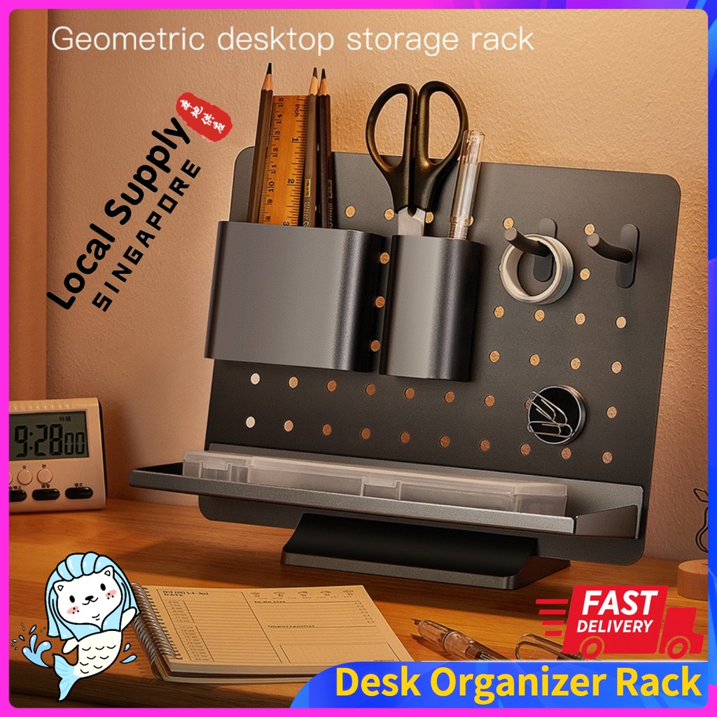 Desk Storage Organizer Rack Aluminum/Plastic, Desktop Stationery ...