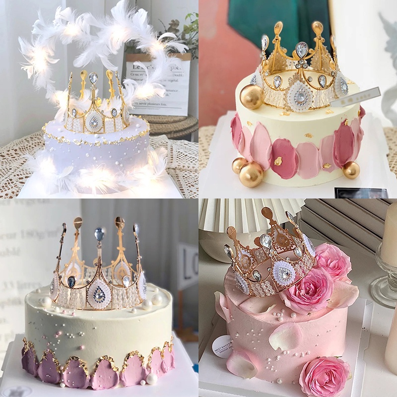 Crown Tiara Cake Topper for Baby Shower Birthday Princess Party Wedding ...