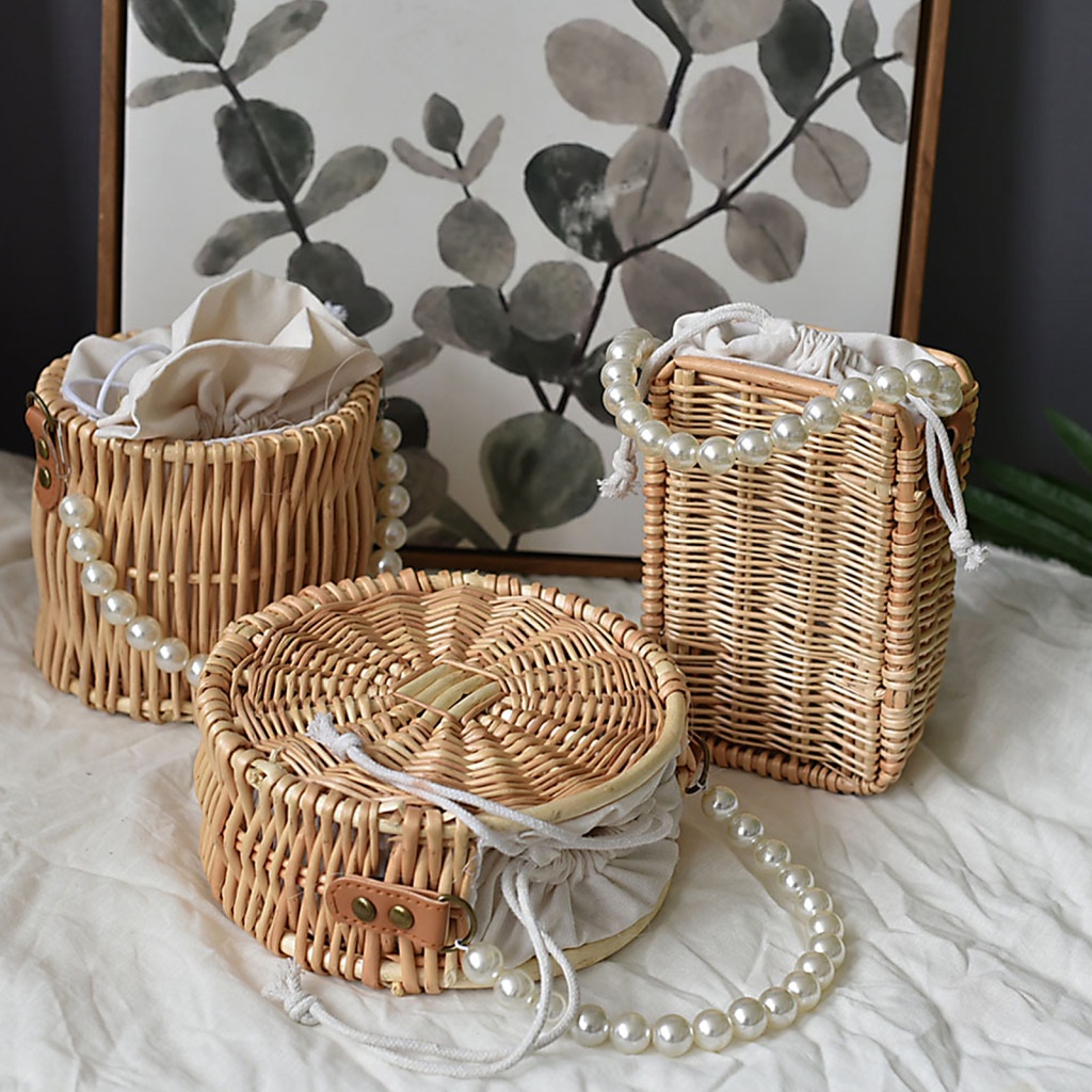 Ready Stock Rattan Bag Tote Beach Basket Wicker Handwoven Purse Clutch Vacation Essentials Cute Straw Totes Handbag