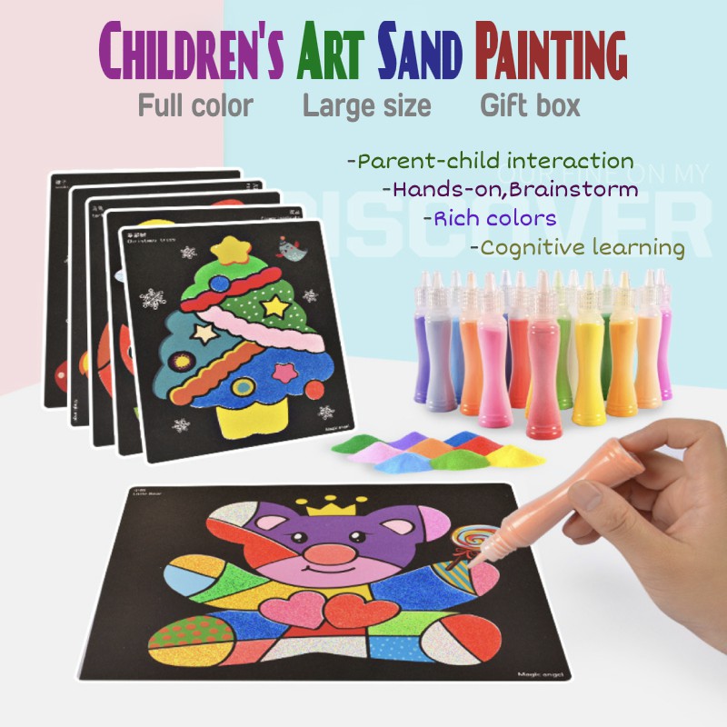 Sand Art Painting Drawing Art Cards Model Set Cartoon DIY Creative Early Education Toys Gifts For children Kids