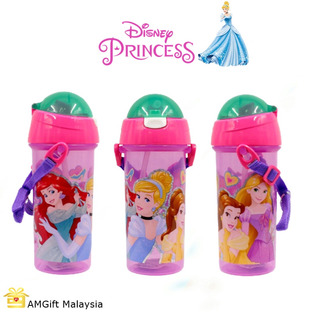 Disney Princess 600ml Water Bottle/ Botol Air Viral with Popup Straw