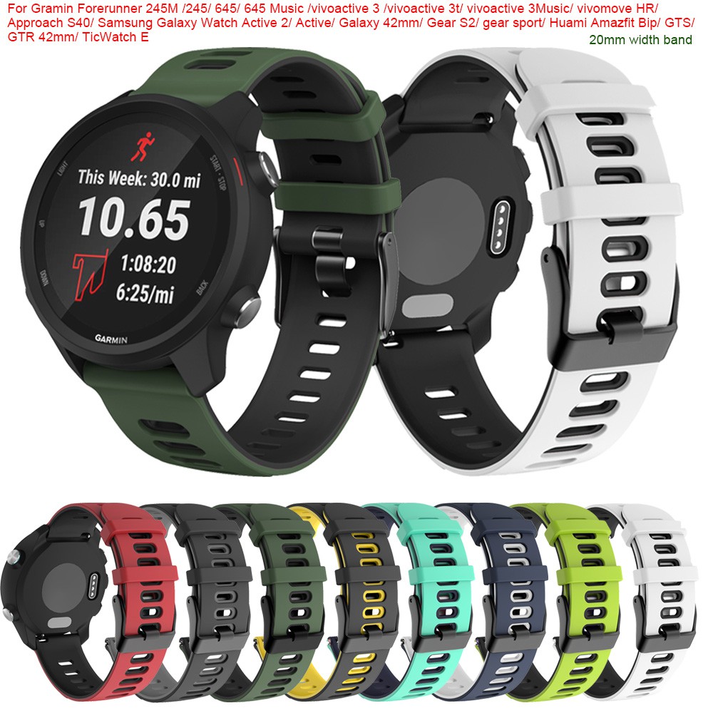 for Garmin Forerunner 245M 245 645 645 Music for Samsung Galaxy Watch Active 2 Active Galaxy 42mm Silicone Strap Watch Band 20mm Shopee Singapore