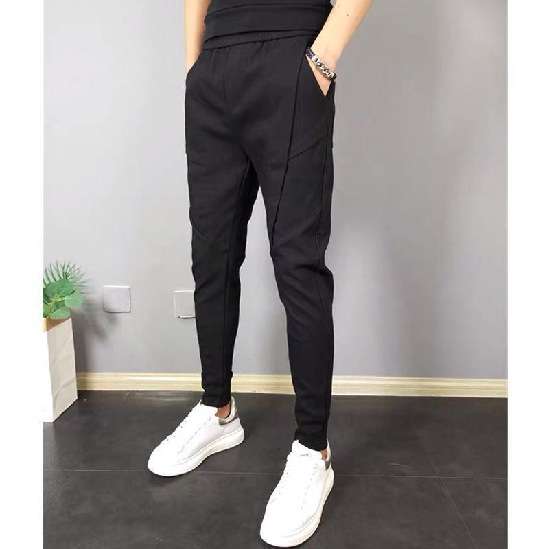 Men's Korean Style Solid Color Jogging Pant Man Slim Fit Drawstring ...