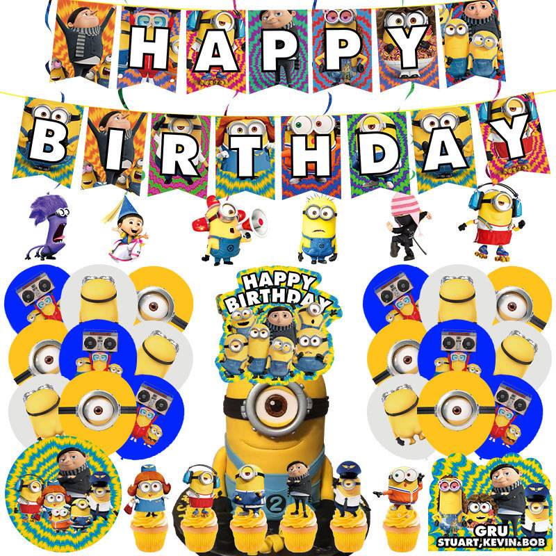 Kira Minions Despicable Me Big eyes MOE theme party decoration birthday ...