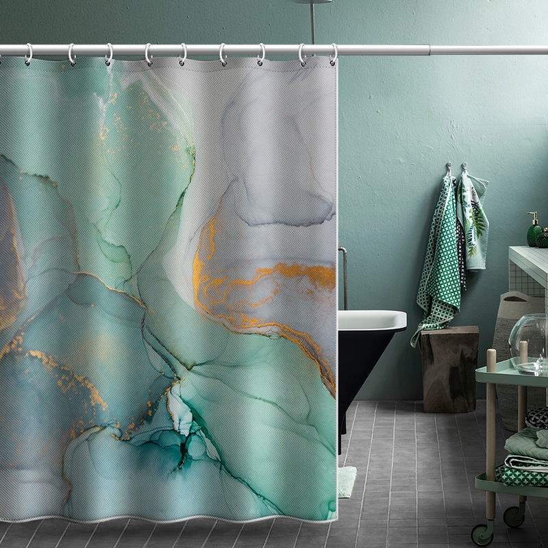 Marble polyester waterproof and mildew proof shower curtain bathroom ...