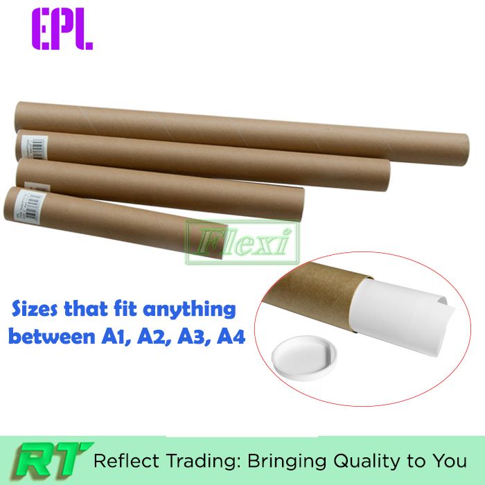 Cardboard Postal Tube with Plastic Caps for Art, Posters, Sketches