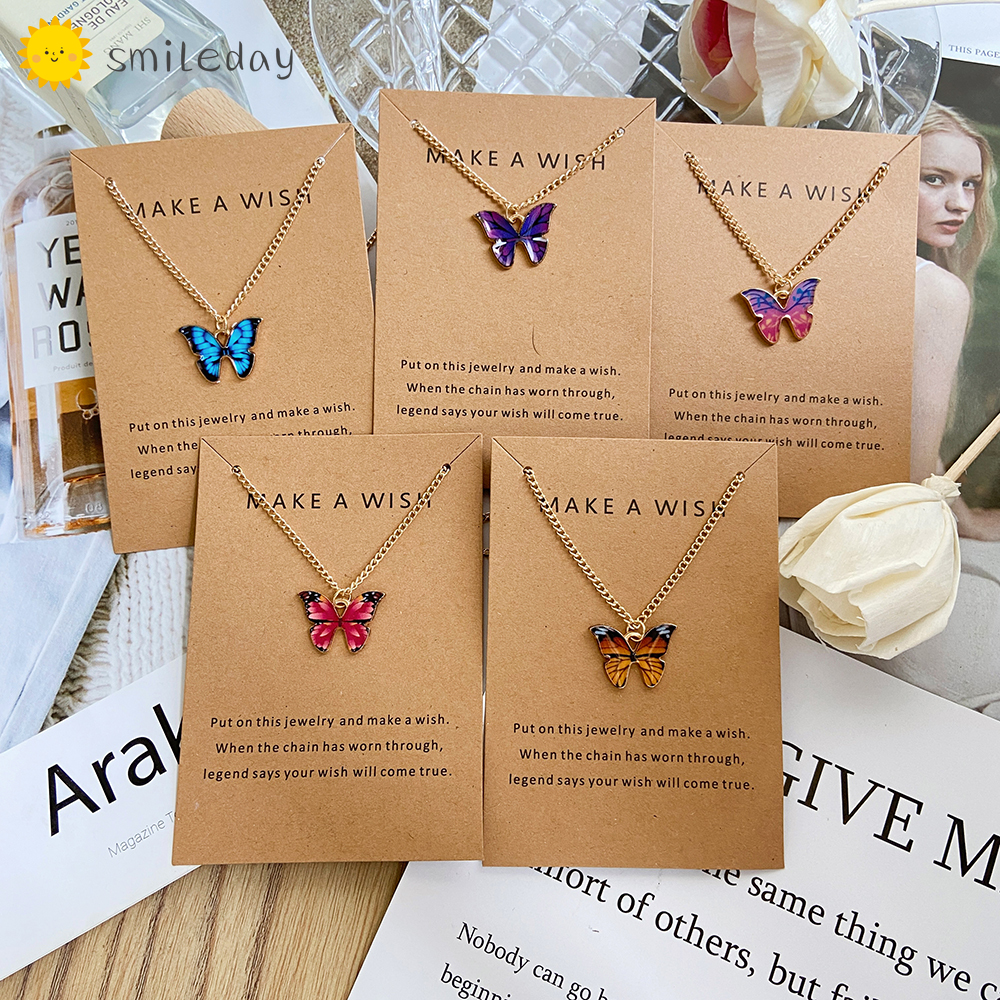 Korean Fashion Cute Butterfly Pendant Necklace Fashion Gold Chain Necklaces Women Jewelry Gifts