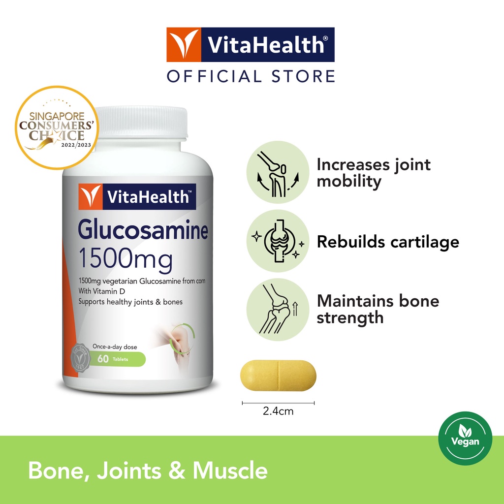 Glucosamine 1500mg [EXP 112025] Vitamin D, Joints, Bones, Vegan