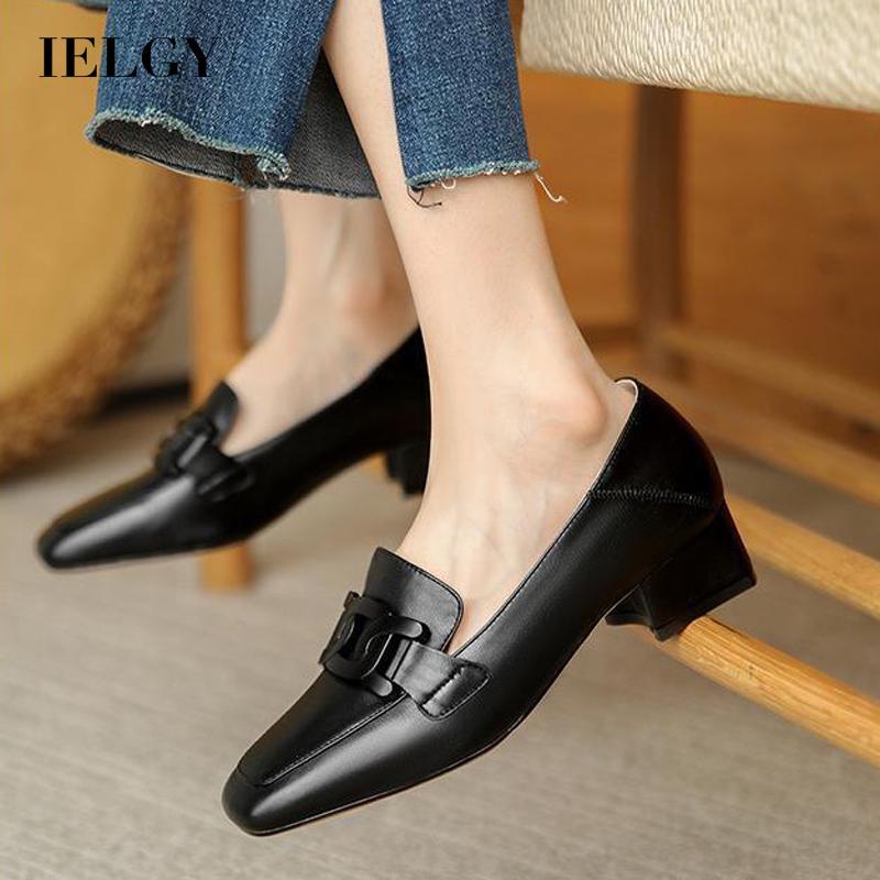 IELGY women's british style chunky heel slipon loafers Shopee Singapore
