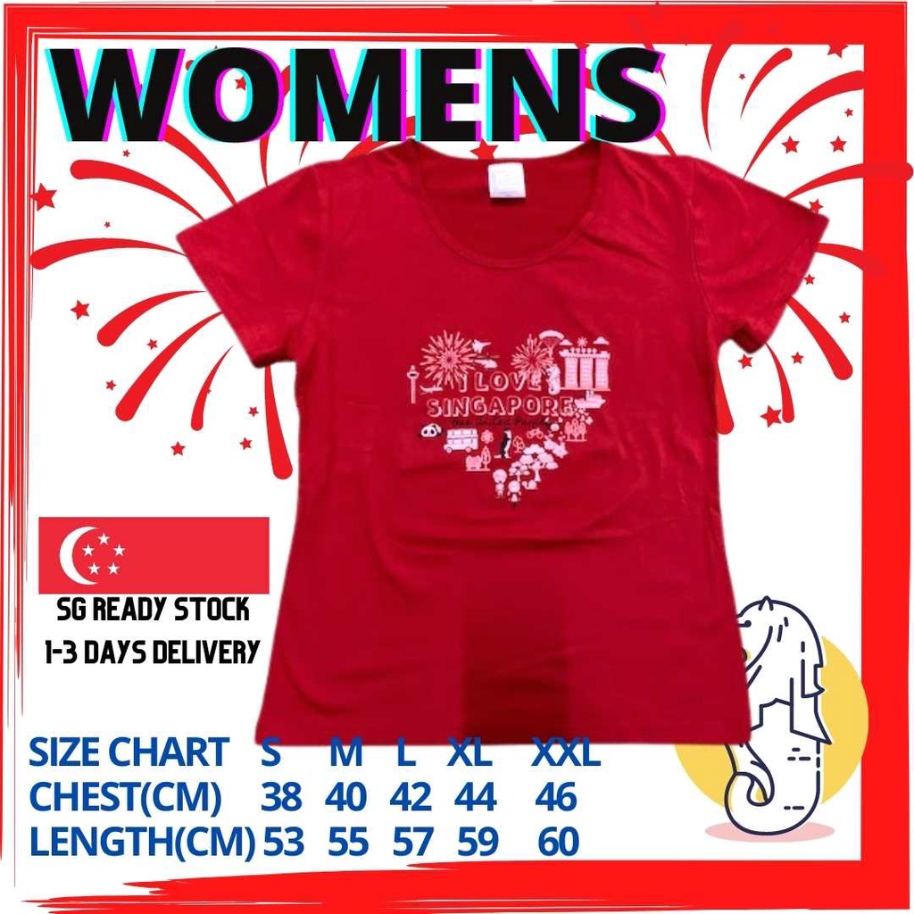 LADIES SG T SHIRT SINGAPORE WOMEN TEE NDP NATIONAL DAY APPARELS ADULT ICON Shopee Singapore