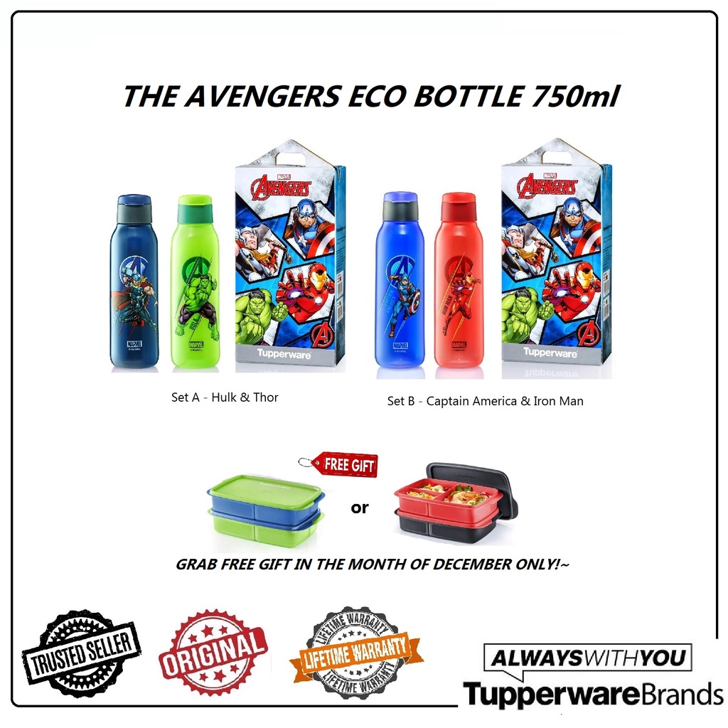 Tupperware Super Heroes Animation Flip Top Eco Bottle 750ml BPA Free ...