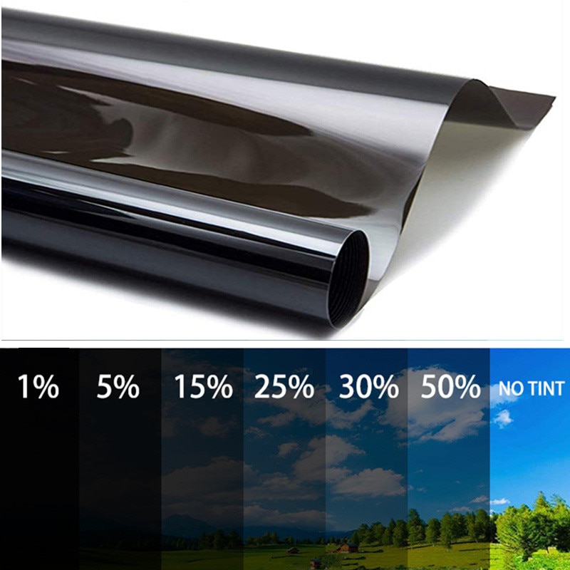 1 Roll Black Window car tinted UV-Proof Scratch Resistant 100x50cm VLT Black Auto Car Home Window Glass Building Tinting Film Summer Solar UV Protection Sticker Vinyl Scraper