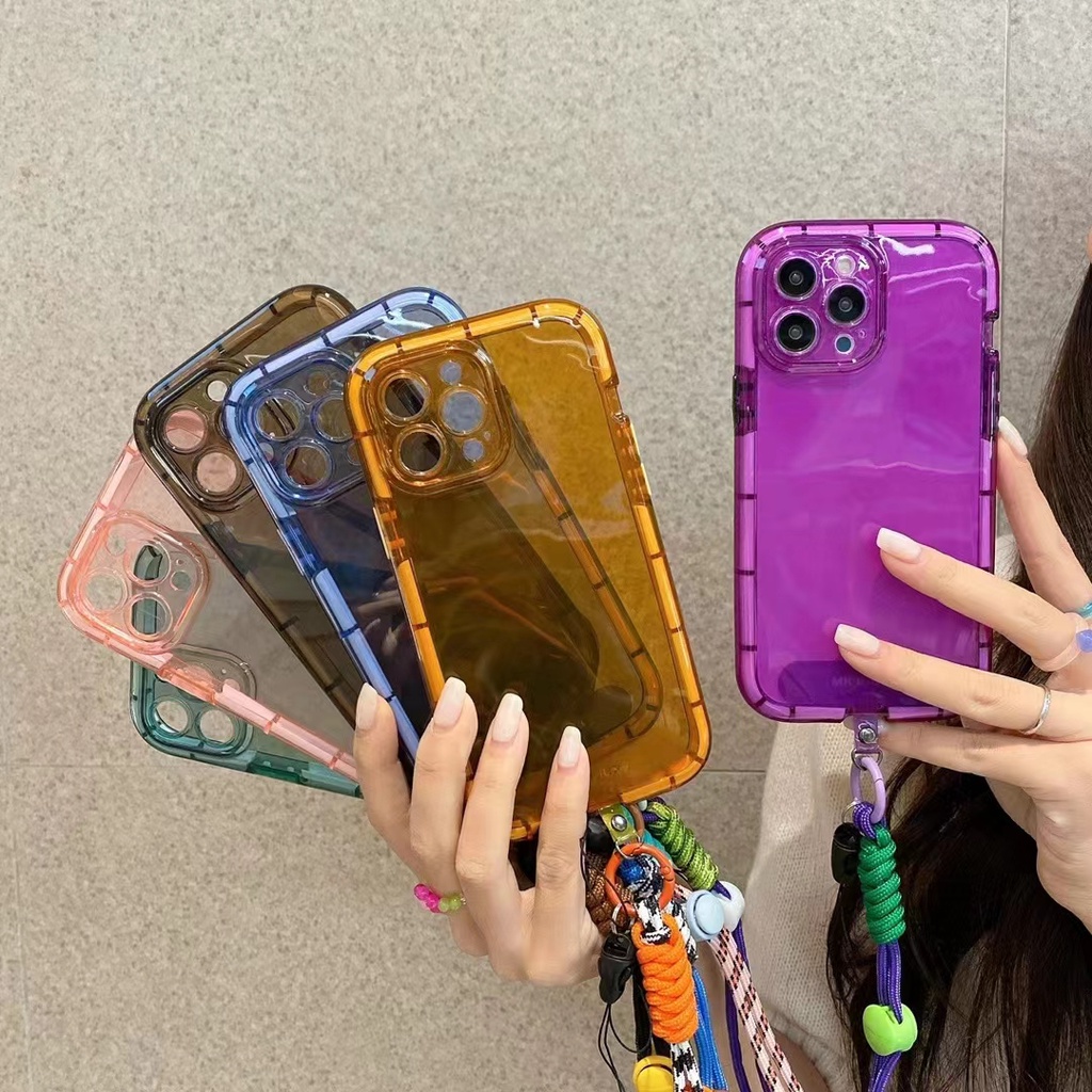 Fashionable luminous color edge wrist strap mobile phone case for iPhone14 Pro Max 13 13PRO 13PROMAX 12PRO 12PROMAX 11 PRO MAX XSMAX XS XR