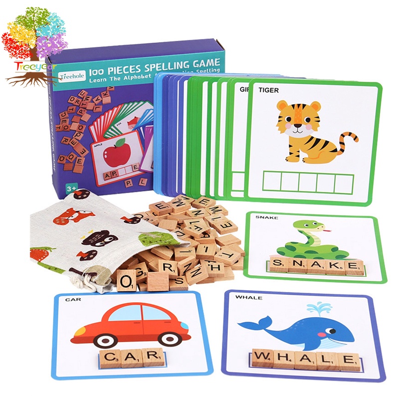 Treeyear Educational Toys 100 PCS See and Spell Learning Toys, Matching ...