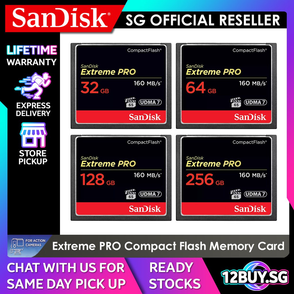 Extreme Pro SanDisk CompactFlash Memory Card For Cameras (32 GB to