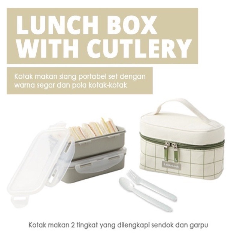 LocknLock 2 Layers Lunch Box Set Food container with Bag and Chopsticks Set