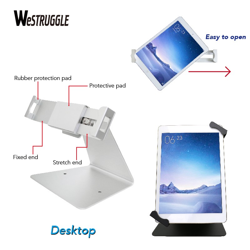 Universal Tablet Desktop Anti-Theft Security Grip with Lock & Key Stand ...