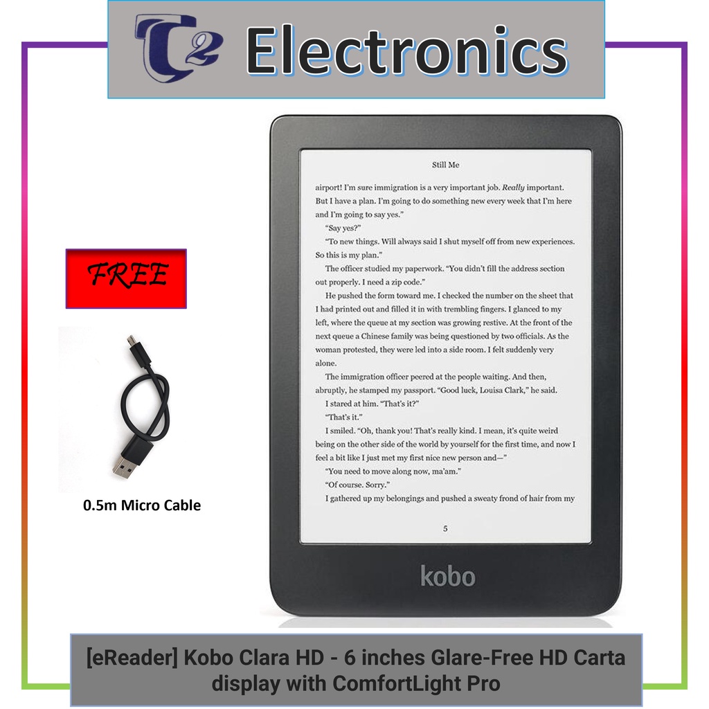[eReader] Kobo Clara HD **Free 1m Micro Cable** GlareFree HD Carta