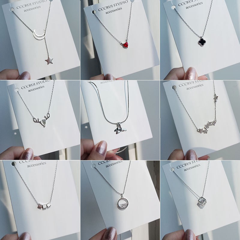 Korean Pearl Clover Circle Pendant & Necklace Crystal Heart Women Jewelry