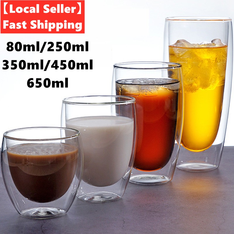 350ml Insulated Double-layer Water Cup Food Grade Silicone Glass