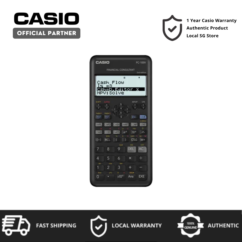 Casio Financial Calculator FC 100V 2nd For Tax Advisors Financial Consultants 1 Year Local Warranty Shopee Singapore