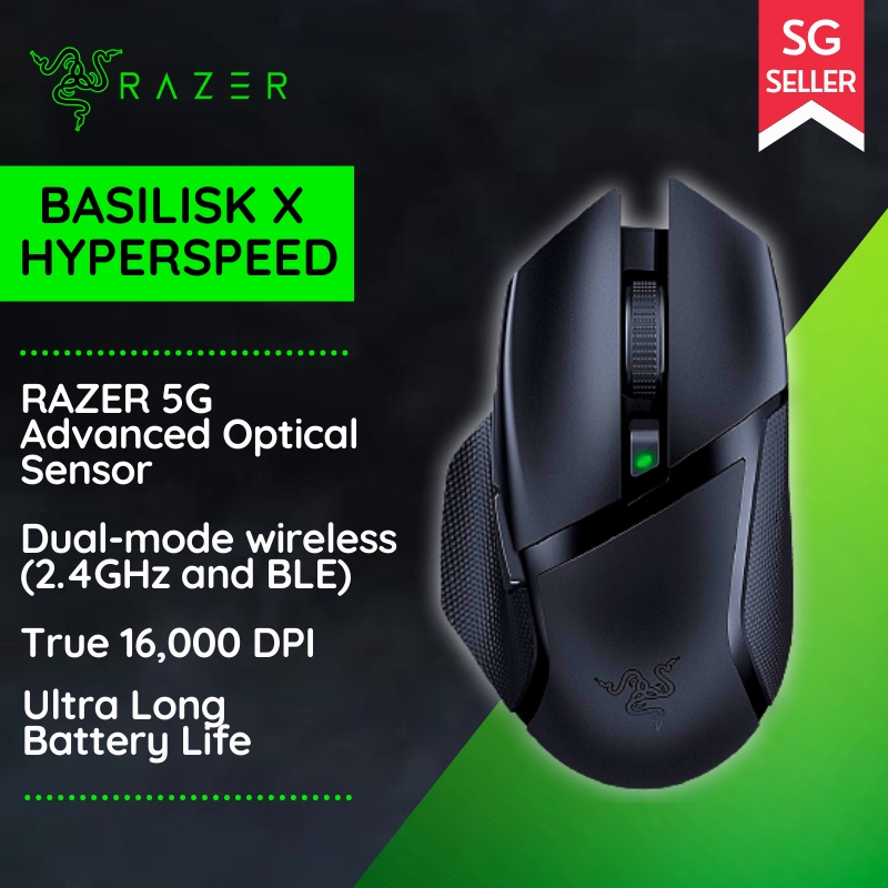 Razer Basilisk X Hyperspeed Wireless gaming mouse Dual Mode - Bluetooth ...