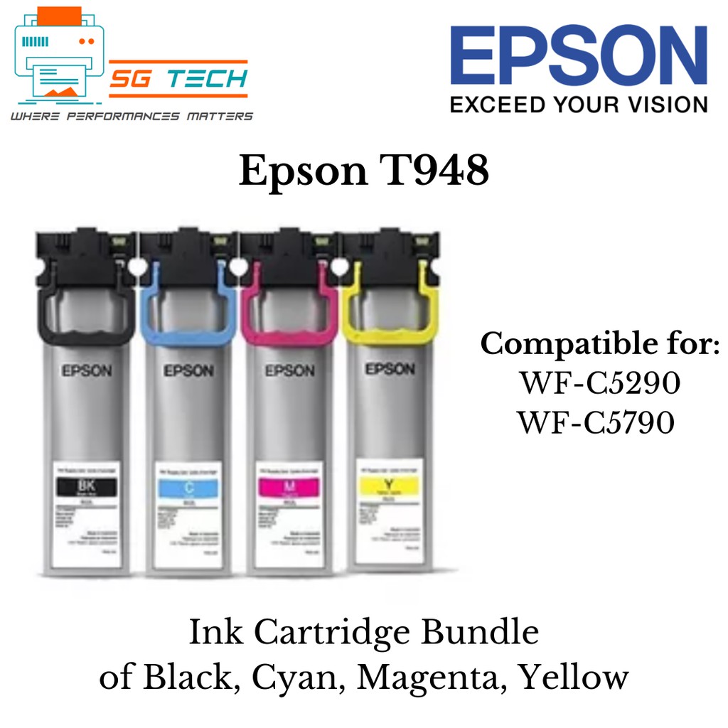 Bundle Epson Original Full Set 4 Colour Ink Cartridge T948 For Wf C5290 Wfc5790 Wf C5790 0389