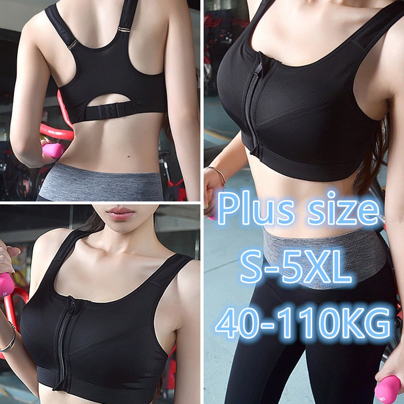 S-5XL Plus Size Front zipper Sports Bra Gather No Rims Yoga Bra Shock Ms. Seamless Beautiful Jogging Back vest