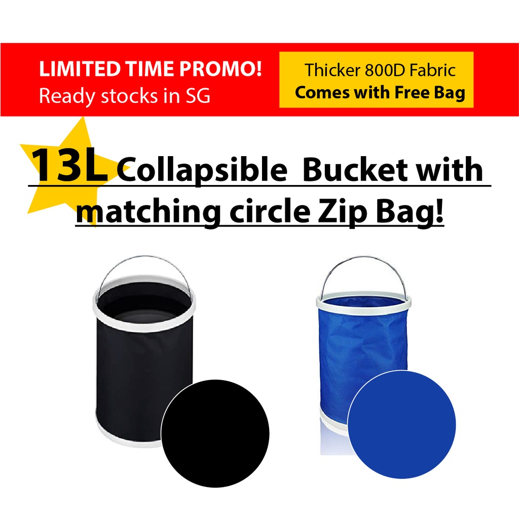 Multi-purpose Foldable Collapsible Bucket Pail  Car Wash Bucket 13L Storage Container Fishing Camping Save Space