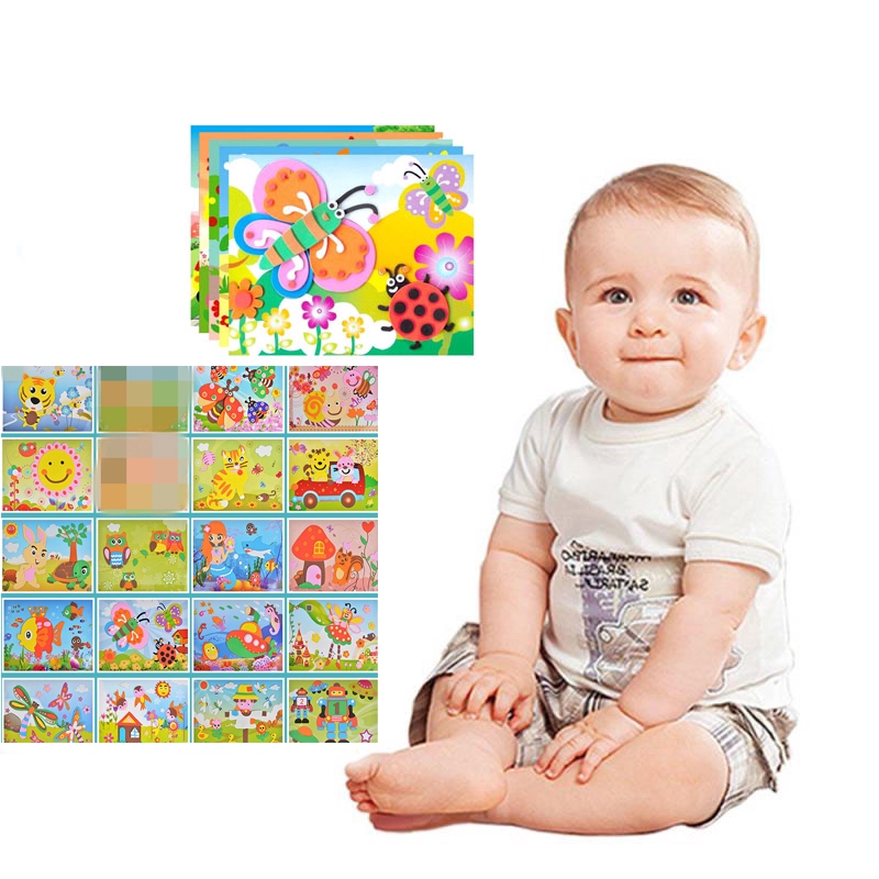 3D EVA Foam Sticker Puzzle Game DIY Cartoon Animal Learning Education Toys For Children Kids Multi-patterns Styles Random Send
