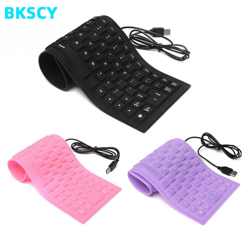 85 Keys USB Wired Keyboard Waterproof Flexible Foldable Silicone ...