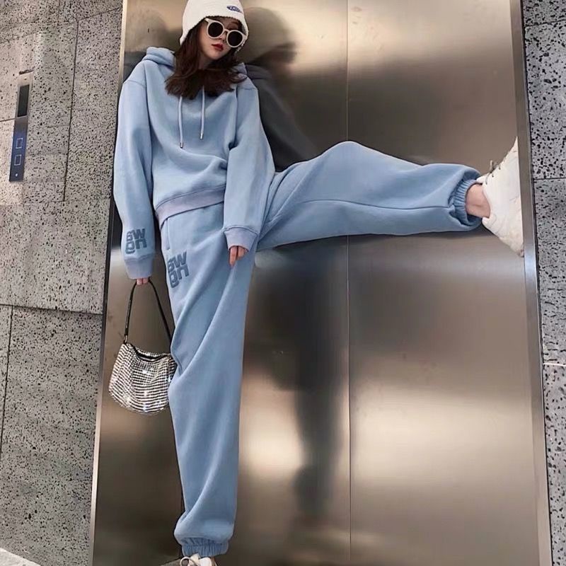 Sports Long Sleeve Suit Women 2022 Korean Loose Pants Fashion Wear Leisure Student Two-Piece Set Woman
