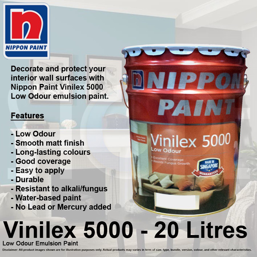 Nippon Paint Vinilex 5000 Low Odour Emulsion Paint 20L | Shopee Singapore