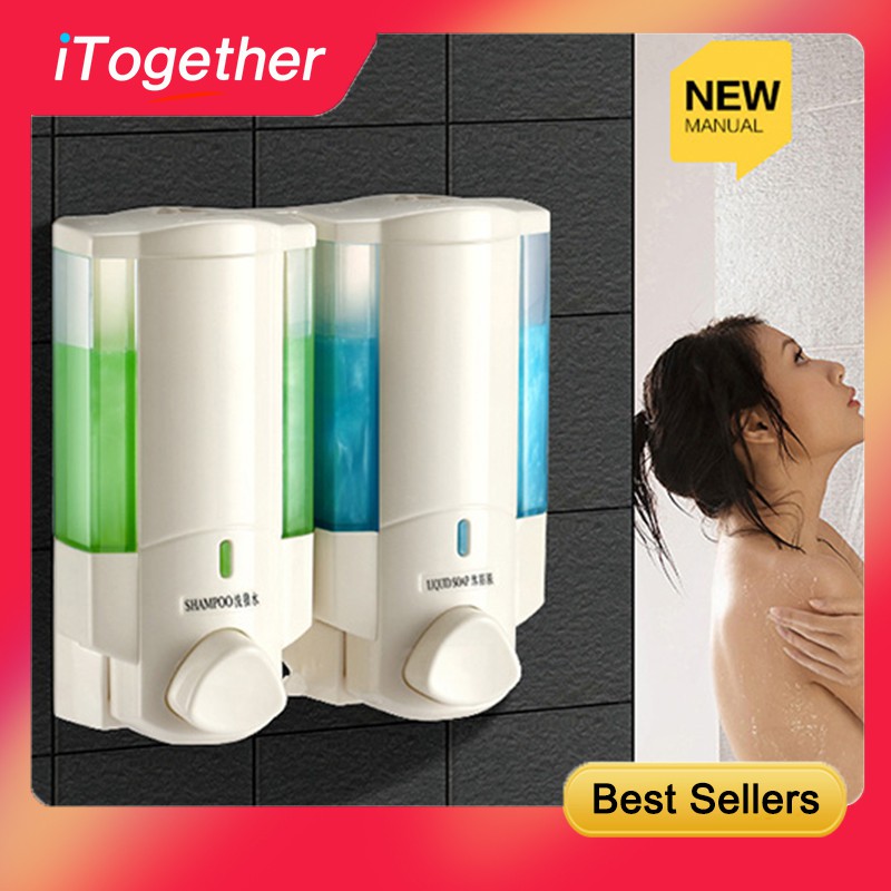 iTogether Soap Dispensers NO-drill hand soap dispenser Wall Mount Shampoo Shower Dispensers Eco ...