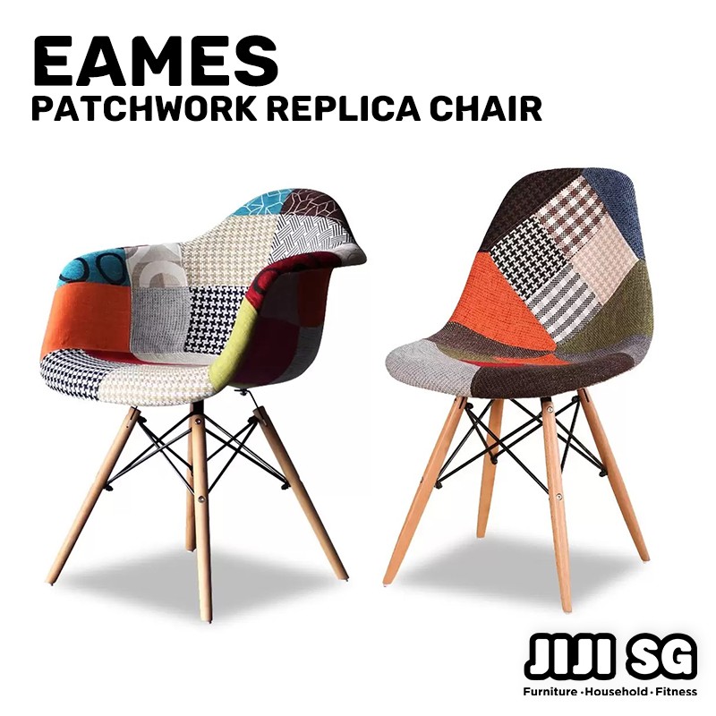 (JIJI SG) Designer Eames Patchwork Replica Chair Wooden Leg Designer
