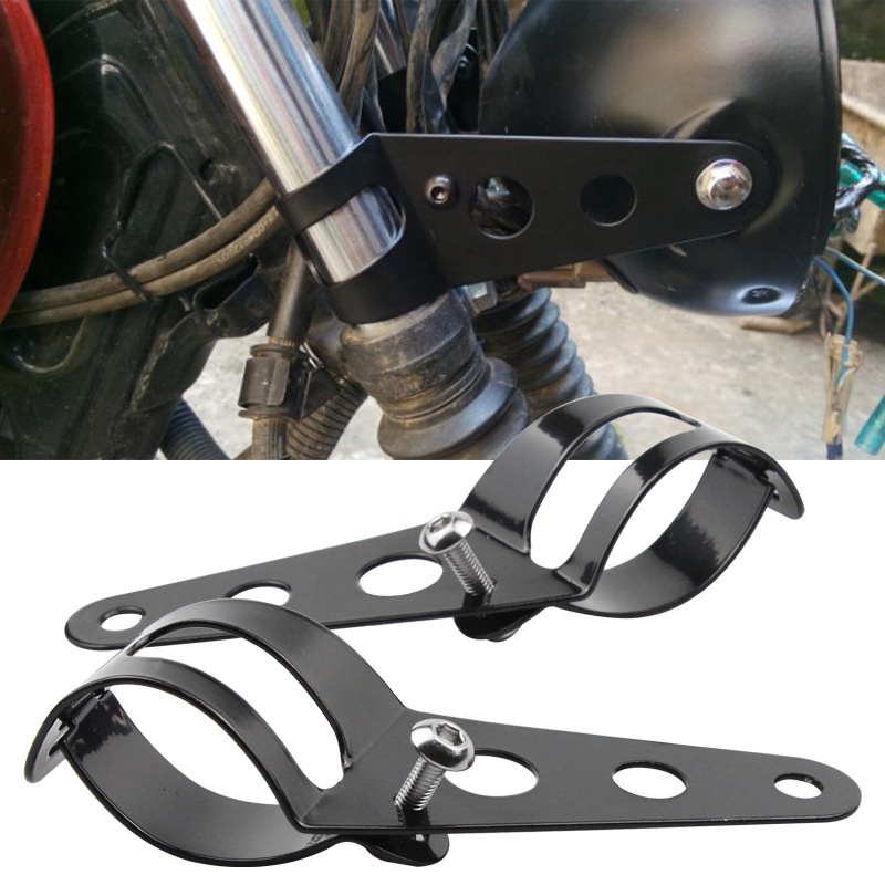 Black 35mm Turn Signal Clamps / Headlight Mount Bracket Fork Ears For Chopper, Cafe Racer
