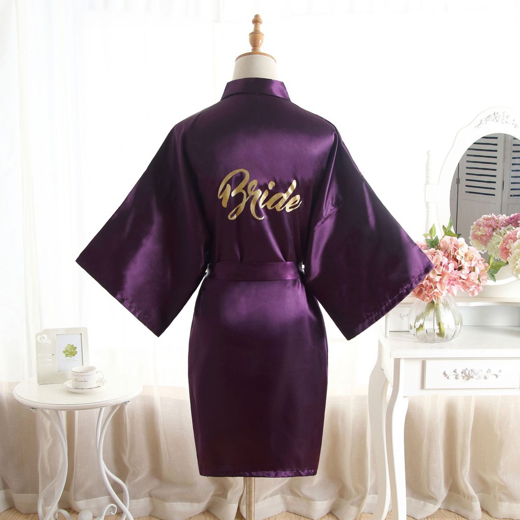 Purple silk dressing on sale gown