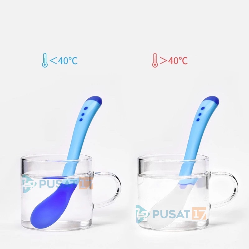 PUSAT17 SENDOK MAKAN BAYI SENSOR SUHU PANAS / SENDOK GARPU BAYI SILIKON / SENDOK MAKAN BAYI SILIKON / BABY SPOON SILICONE BPA FREE - Gambar 4