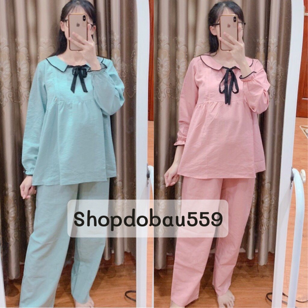 Postpartum pregnancy set, breastfeeding longsleeved lotus neck, bow