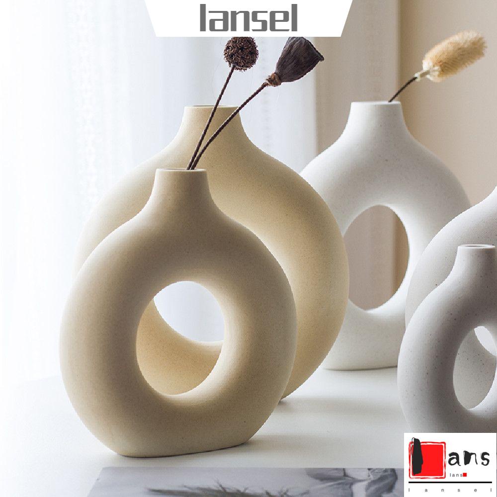 LANSEL Round Vase Ceramic Vase Nordic Style Vase Ornaments Vase Dried Flower Vase Ceramic Crafts Home Decoration Flower Vase Donut Vase Vase Decoration/Multicolor
