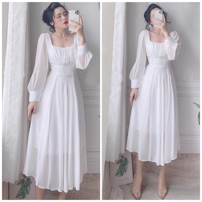 White formal dress sale with sleeves