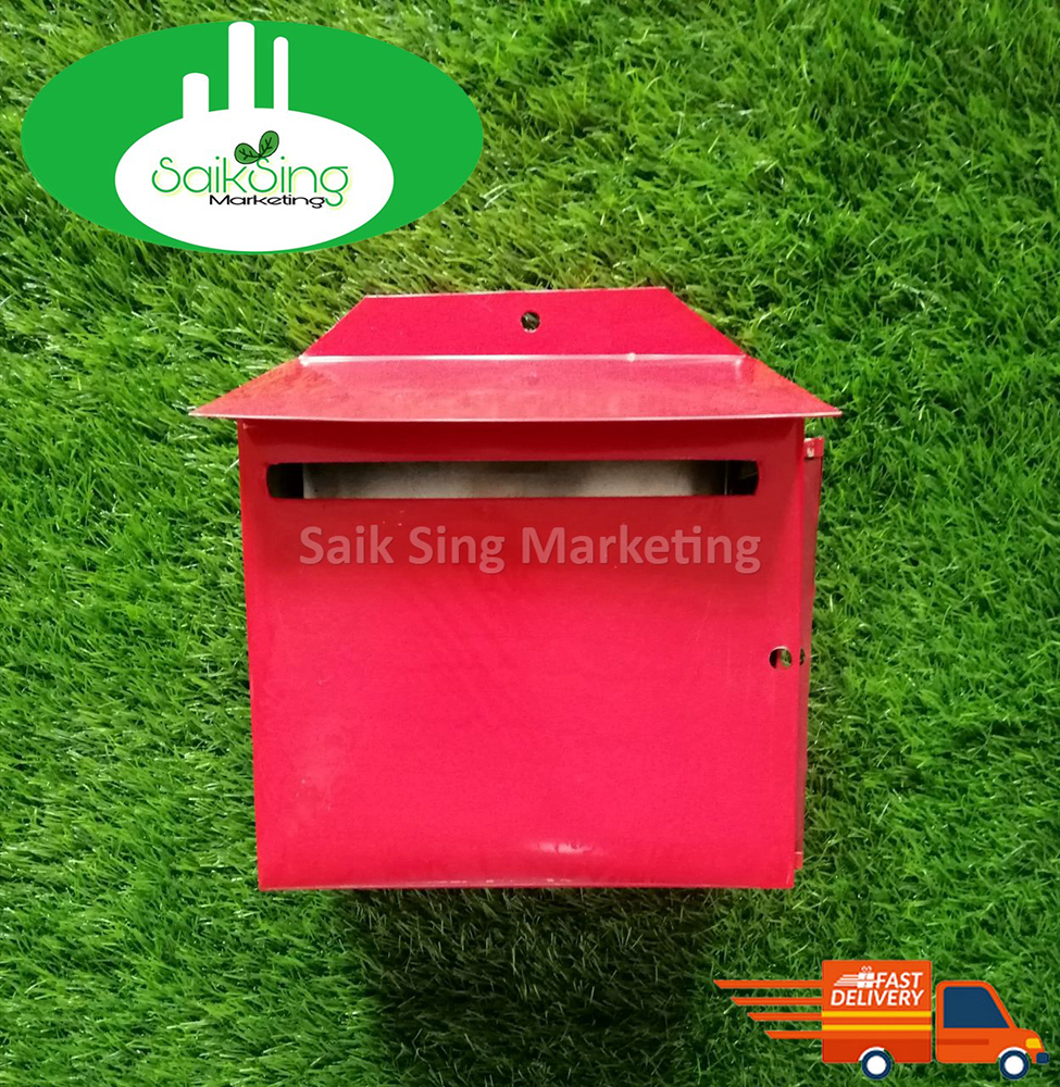 Saik Sing Iron Metal Post Letter Mail Box / Peti Surat Besi Merah ...