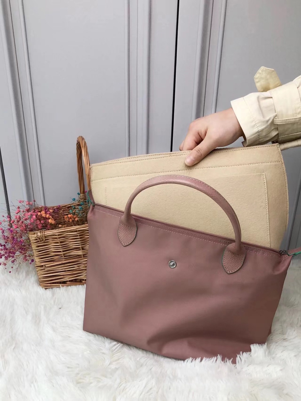 Felt Insert Bag Fits For LongChamp Liner Bag Organizer women Support