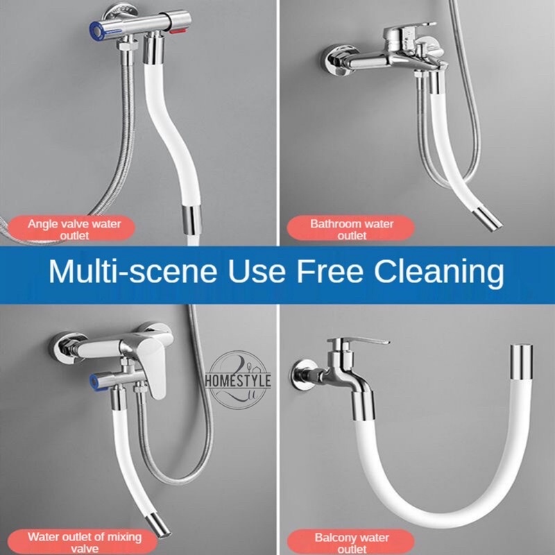 White Flexible Water Tap Extension Hose Kitchen Faucet Accessories