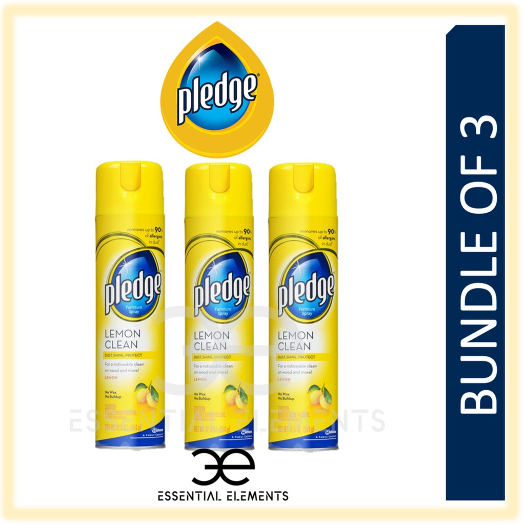 PLEDGE [BUNDLE OF 3] CLEAN FURNITURE POLISH SPRAY 350MLLEMONWOODLEATHERSTAINLESS STEELSHINE