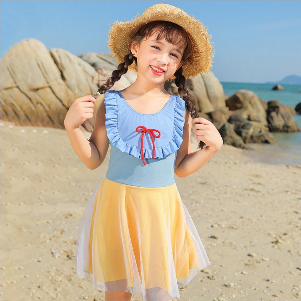 New Children Swimsuit One-piece Girl Swimsuit Cute Wave Dot Bow ...