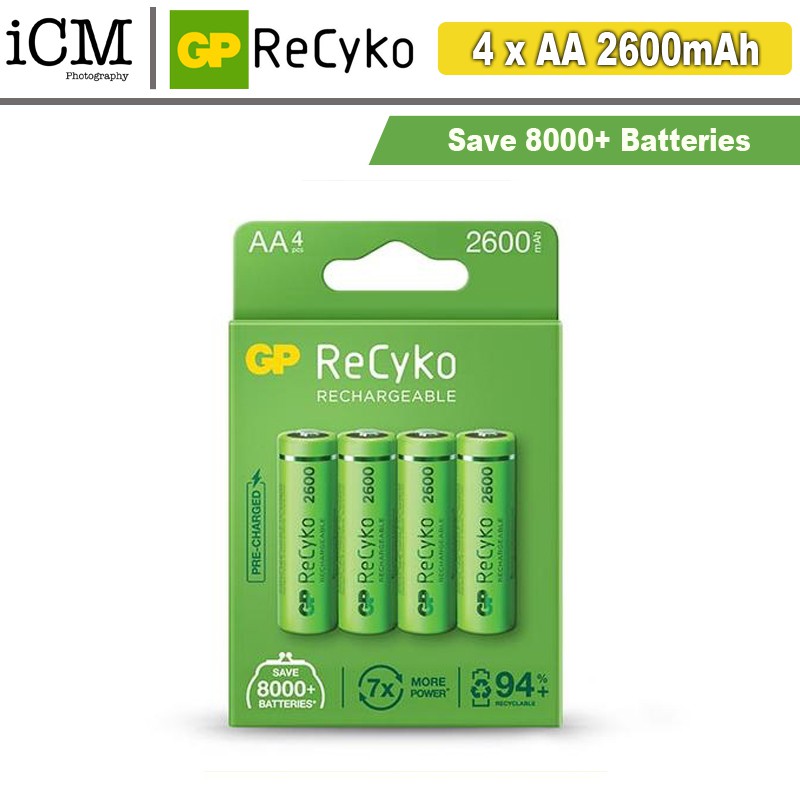 GP Recyko 4 AA 2600mAh 2700 Series Rechargeable Batteries Shopee Singapore